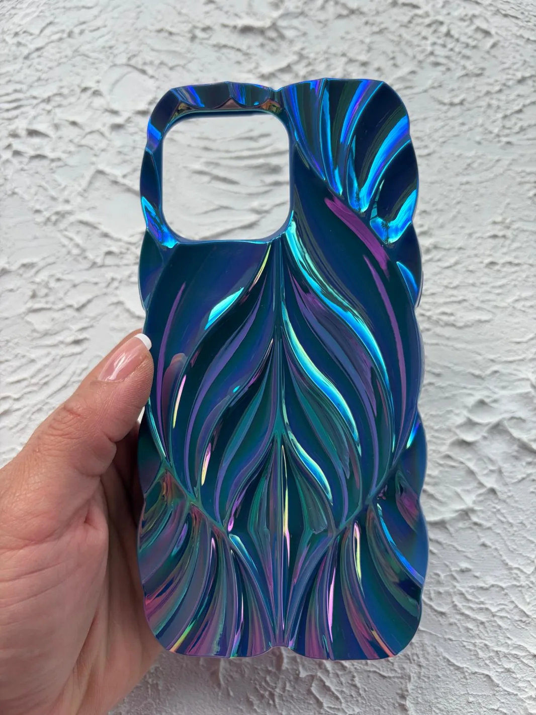 İphone 14 Promax Hologram Yaprak Desen Kılıf (Sarı) — 1. fotoğraf