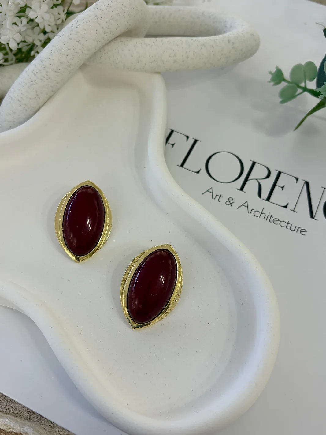 Vintage Bordo Gold Küpe